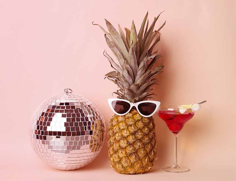 Disco och ananas med solbrillor