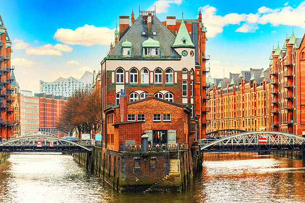 Utsikt över Hamburg HafenCity